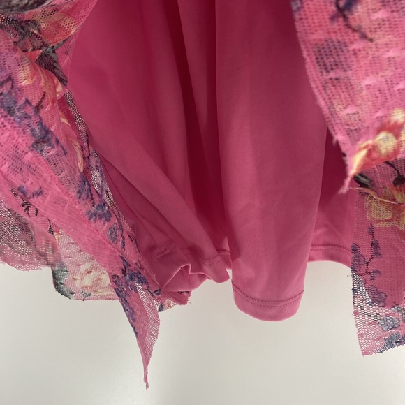 Justice pink flouncy multi print floral tiered feminine flirty dress - Picture 11 of 15